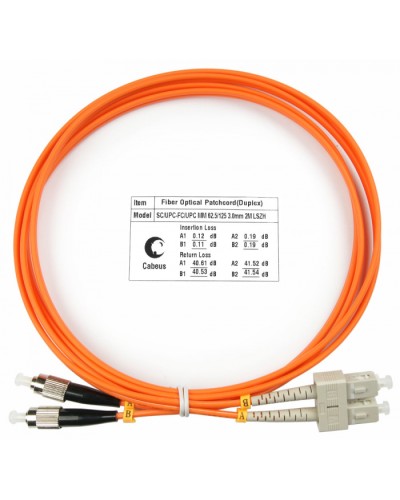 Шнур оптический duplex SC-FC 62,5/125 mm 2м LSZH Cabeus FOP-62-SC-FC-2m в Ставрополе Патч-корды оптические Pintop.ru