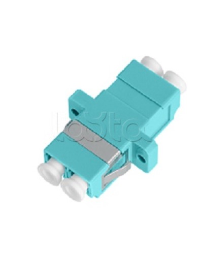 Адаптер NIKOMAX волоконно-оптический, соединительный, многомодовый, стандарта OM3, LC/UPC-LC/UPC, двойной, пластиковый, без шторки, с фланцами, аква, уп-ка 2шт. NIKOMAX (NMF-OA2M3-FN-LCU-LCU-AQ-2) в Ставрополе Проходные адаптеры и розетки оптические Pint