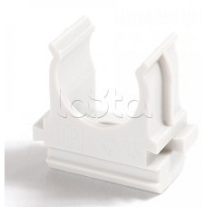 Крепёж-клипса для труб Полистирол белая д40 (15шт/300шт уп/кор) Промрукав (PR.02740б)