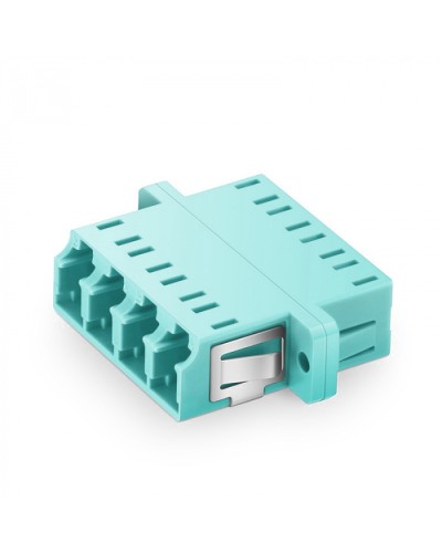 Оптический адаптер OM3, квадро LC, с фланцами, бирюзовый Eurolan (36A-30-4L-02AQ) в Ставрополе Проходные адаптеры и розетки оптические Pintop.ru