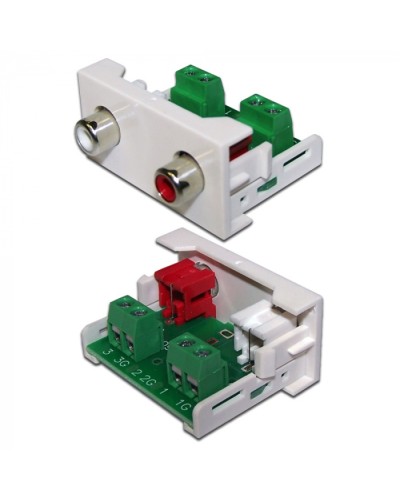 Вставка Mosaic 22.5x45 2xRCA Stereo Audio, белая LANMASTER (LAN-WA-LP-2RCA-WH) в Ставрополе Коннекторы и разъемы Pintop.ru