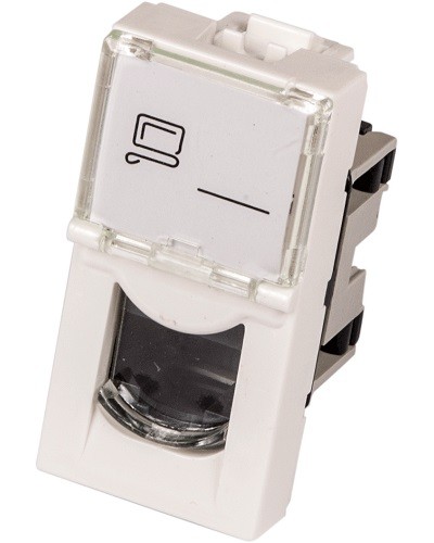 Вставка Mosaic 22.5x45, RJ-45 UTP, белая LANMASTER (LAN-SIP-22U5E-WH) в Ставрополе Коннекторы и разъемы Pintop.ru