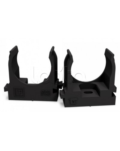 Крепеж-клипса для труб для монтажного пистолета черная в п/э д25 (100шт/700шт уп/кор) Промрукав (PR13.0133) в Ставрополе Держатели, клипсы, скобы Pintop.ru