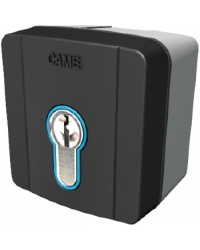 Ключ-выключатель накладной с цилиндром замка DIN и синей подсветкой Came 806SL-0050 в Ставрополе Запчасти для шлагбаумов и автоматики Pintop.ru