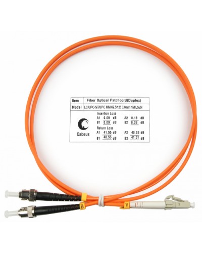 Шнур оптический duplex LC-ST 62,5/125 mm 1м LSZH Cabeus FOP-62-LC-ST-1m в Ставрополе Патч-корды оптические Pintop.ru