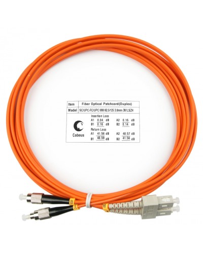 Шнур оптический duplex SC-FC 62,5/125 mm 3м LSZH Cabeus FOP-62-SC-FC-3m в Ставрополе Патч-корды оптические Pintop.ru