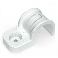 Крепеж-скоба пластиковая односторонняя для прямого монтажа белая в п/э д20 Промрукав (PR13.0377)