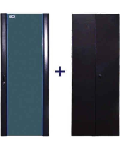 Комплект дверей 18U, 600 мм, черный, передняя - стекло, задняя - распашная металл TWT TWT-CBB-DR18-6x-S-G1 в Ставрополе Аксессуары для стоек и шкафов Pintop.ru