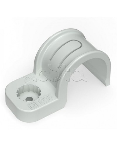 Крепеж-скоба пластиковая односторонняя для прямого монтажа серая в п/э д25 Промрукав (PR13.0370) в Ставрополе Держатели, клипсы, скобы Pintop.ru
