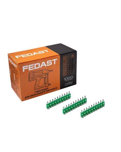 Гвозди 3.0*25 мм усиленные для монтажного пистолета (1000 шт/уп) FEDAST fd3025eg в Ставрополе Крепеж: Дюбели, шурупы, саморезы Pintop.ru