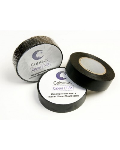 Лента изоляционная (черная) Cabeus ET-BK в Ставрополе Аксессуары для кабель-канала Pintop.ru