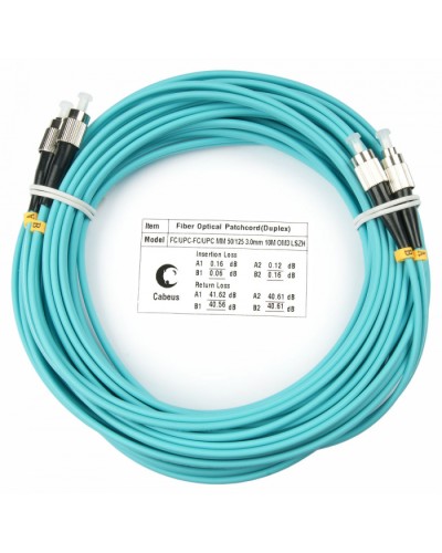 Шнур оптический duplex FC-FC 50/125 mm OM3 20м LSZH Cabeus FOP-50-FC-FC-20m в Ставрополе Патч-корды и пигтейлы Pintop.ru