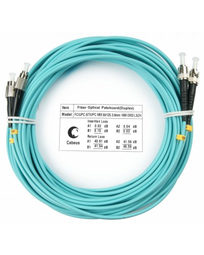 Шнур оптический duplex FC-ST 50/125 mm OM3 20м LSZH Cabeus FOP-50-FC-ST-20m в Ставрополе Патч-корды и пигтейлы Pintop.ru