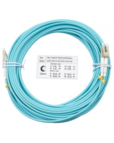 Шнур оптический duplex LC-LC 50/125 MM OM3 10 м LSZH Cabeus FOP-50-LC-LC-10M в Ставрополе Патч-корды и пигтейлы Pintop.ru