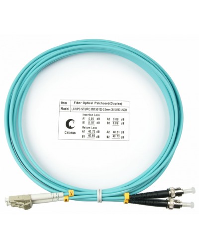 Шнур оптический duplex LC-ST 50/125 mm OM3 3м LSZH Cabeus FOP-50-LC-ST-3m в Ставрополе Патч-корды и пигтейлы Pintop.ru