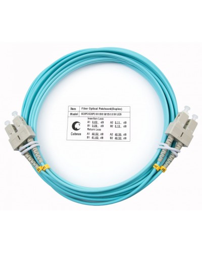 Шнур оптический duplex SC-SC 50/125 mm OM3 5м LSZH Cabeus FOP-50-SC-SC-5m в Ставрополе Патч-корды и пигтейлы Pintop.ru