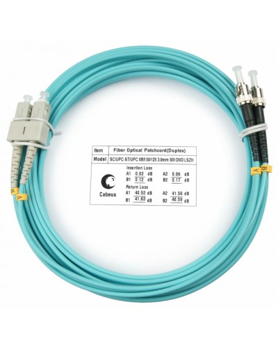 Шнур оптический duplex SC-ST 50/125 mm OM3 15м LSZH Cabeus FOP-50-SC-ST-15m в Ставрополе Патч-корды и пигтейлы Pintop.ru