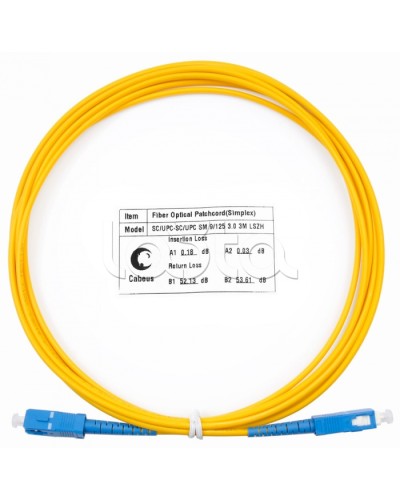 Патч-корд волоконно-оптический (шнур) SM 9/125 simplex SC-SC LSZH (3м) Cabeus FOP(s)-9-SC-SC-3m в Ставрополе Патч-корды оптические Pintop.ru