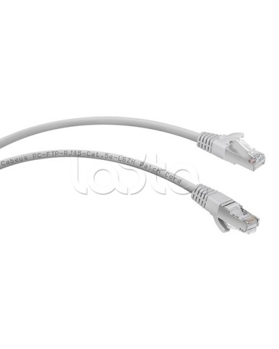 Патч-корд FTP, категория 5е, 2 м, LSZH, экранированный, серый Cabeus PC-FTP-RJ45-Cat.5e-2m-LSZH в Ставрополе Патчкорды (медные) Pintop.ru