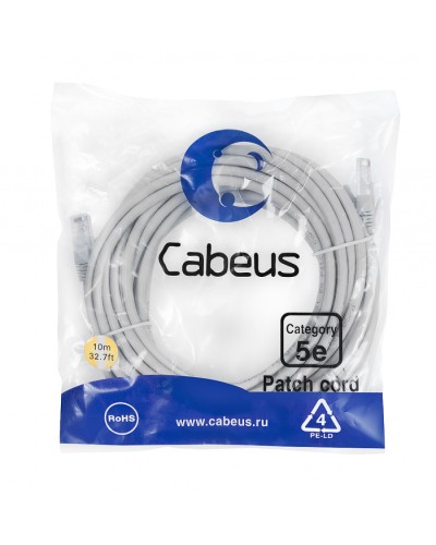 Шнур коммутационный Cabeus PC-UTP-RJ45-Cat.5e-10m в Ставрополе Патчкорды (медные) Pintop.ru