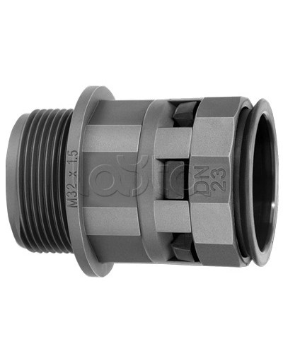Муфта труба-коробка DN 7 мм, М12х1,5, полиамид, цвет черный DKC PAM07M12N в Ставрополе Повороты, муфты, тройники Pintop.ru