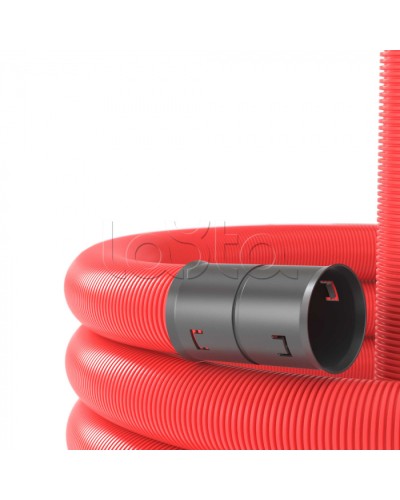 Двустенная труба ПНД D90мм без протяжки (50м уп) красная DKC (120990) в Ставрополе Труба гофрированная Pintop.ru