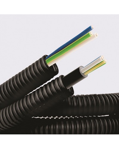 Электротруба ПНД гибкая гофр. д.16мм, цвет черный, с кабелем ВВГнг(А)-LS 3х1,5мм² РЭК ГОСТ+, 100м DKC 7L716100 в Ставрополе Труба гофрированная Pintop.ru