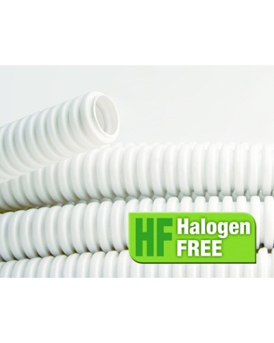 Труба ПЛЛ гибкая гофр. не содержит галогенов д.40мм, ПВ-0, с протяжкой,20м, цвет белый DKC 81840 в Ставрополе Труба гофрированная Pintop.ru