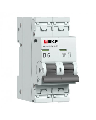 Автоматический выключатель 2P 6А (D) 6кА ВА 47-63N EKF PROxima (M636206D) в Ставрополе Электротехническое оборудование Pintop.ru