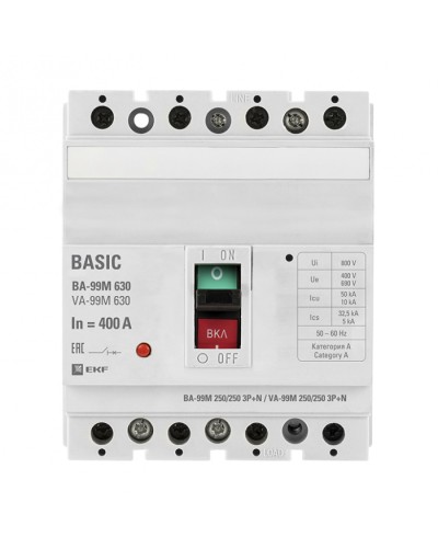 Выключатель автоматический ВА-99М 630/400А 3P+N 50кА EKF PROxima (mccb99-630-400m-4P) в Ставрополе Электротехническое оборудование Pintop.ru
