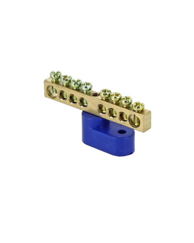 Шина 0 N (6х9мм) 8 отверстий латунь синий угловой изолятор EKF PROxima (sn0-63-08-1) в Ставрополе Аксессуары для стоек и шкафов Pintop.ru