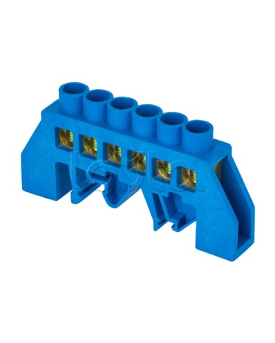 Шина 0 N (8х12мм) 6 отверстий латунь синий EKF (sn0-125-6-dn-r) в Ставрополе Аксессуары для стоек и шкафов Pintop.ru