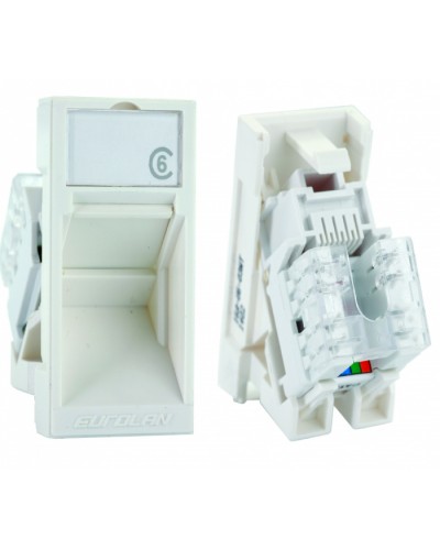 Розеточный модуль UTP категории 6 Mosaic серии 45 RJ45 Eurolan (16A-U6-03WT) в Ставрополе Модули Keystone Pintop.ru
