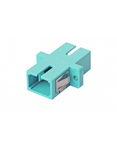Оптический адаптер OM3, симплекс SC, с фланцами, бирюзовый Eurolan (36A-30-SC-02AQ) в Ставрополе Проходные адаптеры и розетки оптические Pintop.ru