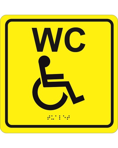 Табличка тактильная Hostcall MP-010Y3Туалет для инвалидов (200x200мм) желтый в Ставрополе Система оповещения и трансляции Hostcall Pintop.ru