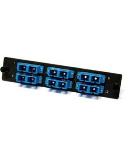 Панель для FO-19BX с 6 SC (duplex) адаптерами, 12 волокон, одномодовые, адаптеры синего цвета Hyperline FO-FPM-W120H32-6DSC-BL в Ставрополе Кроссы оптические Pintop.ru