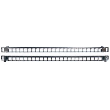 Патч-панель модульная 19", 24 порта, Flat Type, 0.5U, для экранированных и неэкранированных модулей KJNE, с задним кабельным организатором (без модулей) Hyperline PPBLHD-19-24S-SH-RM