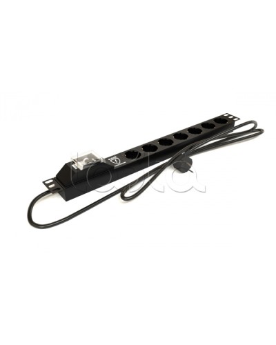 Блок розеток горизонтальный черн Hyperline (SHE19-7SH-BF-2.5EU) в Ставрополе Блоки розеток Pintop.ru