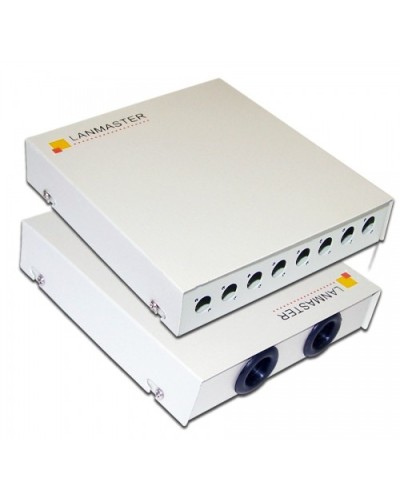 Кросс оптический настенный, металлический, на 8 FC адаптеров LANMASTER LAN-FOBM-WM-8FC в Ставрополе Кросс оптический Pintop.ru