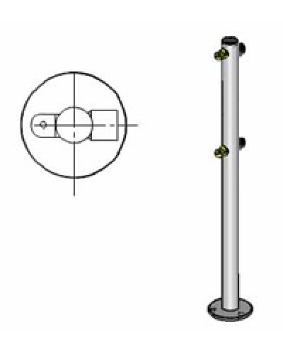 Стойка ограждения с 2-мя полупетлями под поворотную створку или секциюi-образная, 2 муфты Oxgard Стойка ограждения с 2-мя полупетлями i-образная (ВЗР 1996.01-01) в Ставрополе Ограждения Pintop.ru