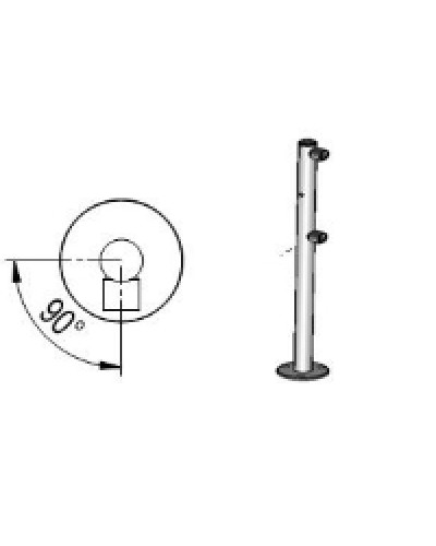 Стойка ограждения с отверстием под фиксатор L-образная, 2 муфты справа Oxgard Стойка ограждения с отверстием под фиксатор L-образная, 2 муфты справа (ВЗР 1996.09.62) в Ставрополе Ограждения Pintop.ru