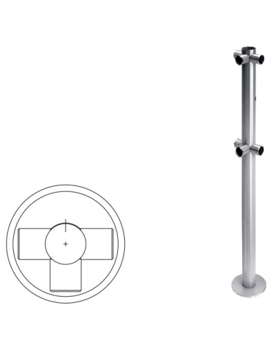 Стойка ограждения Т-образная с отверстием под фиксатор (антик серебро) Oxgard в Ставрополе Ограждения Pintop.ru