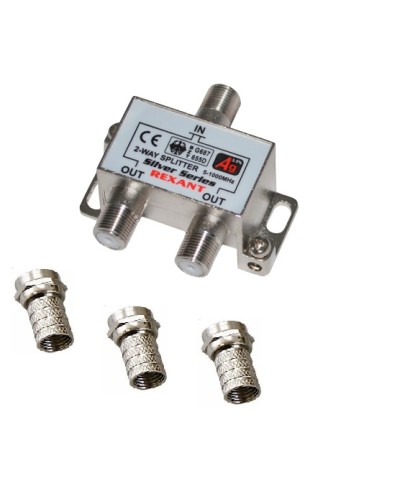 Делитель телевизионный ТВх2 + 3шт. F BOX 5-1000 МГц Silver (10шт/уп) REXANT 05-6101 в Ставрополе Системы видеонаблюдения Pintop.ru