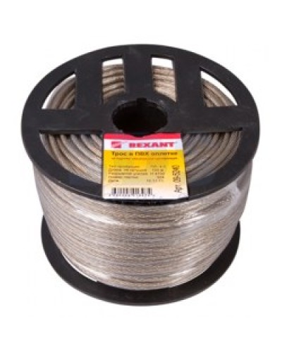 Трос стальной в ПВХ изоляции d4 мм (100 м) REXANT 09-5240 в Ставрополе Крепежные изделия Pintop.ru