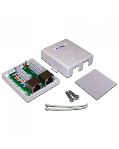 Настенная розетка, 2 порта RJ-45 категории 6, STP, белая TWT (TWT-SM2-4545/S6-WH) в Ставрополе Розетки компьютерные и телефонные Pintop.ru