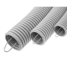 Труба гофрированная ПВХ легкая, с зондом диам. 40 мм (20м), огнестойкость E15-E90 Экопласт 10140-Е90