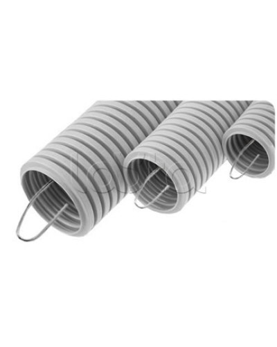 NR040 Усиленная двустен. труба ПНД гибкая, тип 750, SN49, с зондом, D40мм (50м) цвет красный Экопласт (821040) в Ставрополе Труба гофрированная Pintop.ru