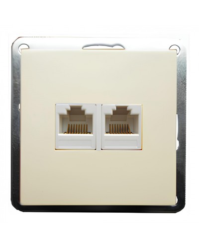 Розетка телефонная двойная 2хRJ-11 с накладкой (бежевый) LK60 (865601-1) в Ставрополе Розетки компьютерные и телефонные Pintop.ru