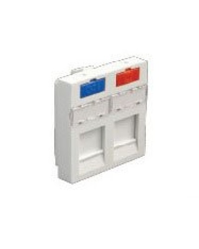 Лицевая панель (накладка) информационной розетки, 45х45 мм, 2 входа Экопласт (87002) в Ставрополе Розетки компьютерные и телефонные Pintop.ru