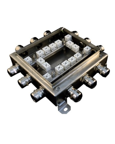 Коробка монтажная огнестойкая Гефест КМ-О (32к*6,0)-IP66 2020нерж, 12 вводов 200х200х60 в Ставрополе Распределительные коробки Pintop.ru
